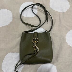 Rebecca Minkoff Megan Mini Studded Olive Green Leather Crossbody Bag